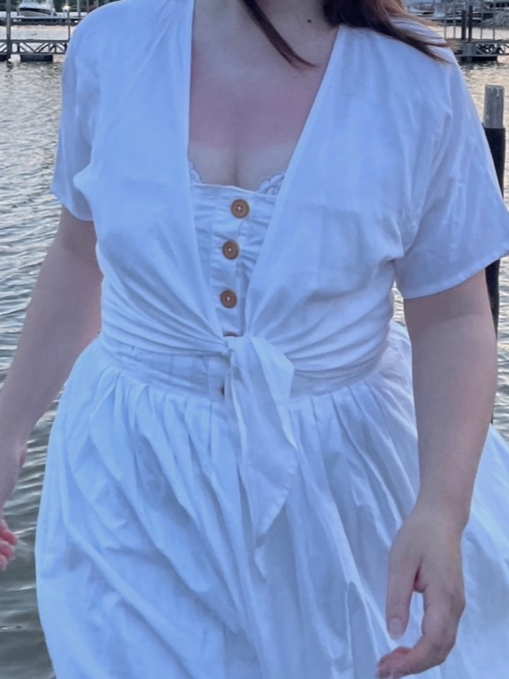 White Tie-Front Top